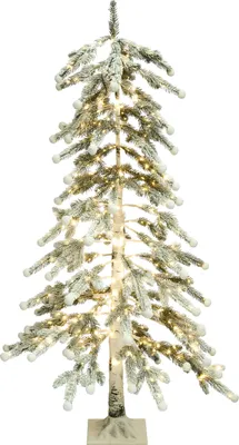 Produktbild von BELIANI Outdoor LED Weihnachtsbeleuchtung Weiß Kunststoff 125 cm Baumform Kiefer mit Stromanschluss zum Aufstellen für Außen Deko Adventsdekoration