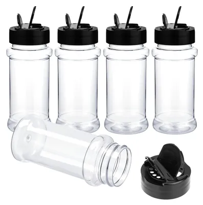 Gewürzdosen-Set, 5 Stück, Kunststoff, 120 ml, schwarz-transparent