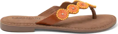 Produktbild von Lazamani Luna Damen Leder-Zehentrenner Apricot Größe 38