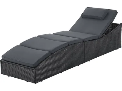 Obrázek produktu pro Skládací polyratanové lehátko 51541, s polštářem, až 160 kg, 200 x 60 x 40 cm