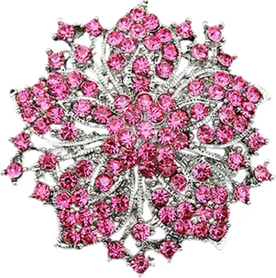 Produktbild von Broschennadel, exquisiter, rostfreier, versilberter Strassstein, runde Blütenblume, Brustnadel für Verabredungen-Rosenrot
