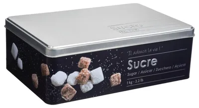 Obrázok produktu pre 5five Simply Smart kocková cukornička Black Edition, cukornička, pocínovaný plech, čierna, na 1 kg, 136313