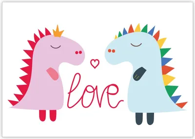 Produktbild von Süße Herz Liebeskarte mit Dinosauriern auch zum Valentinstag: Love