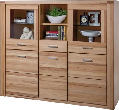 Produktbild von Highboard Kernbuche teilmassiv geölt 159 cm - FREYJA - Die Möbelfundgrube