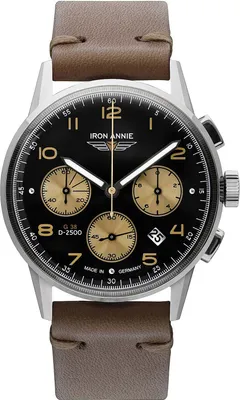 Produktbild von Iron Annie Herrenuhr mit Vintage Lederband Serie G38 Quarz Chronograph Datum 5372 N