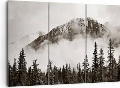 Produktbild von Bild auf Leinwand - Leinwandbild - 3 Teile - Nebel Berg Wald - 105x70cm - Wand Bild - Wanddeko - Wandbilder - Leinwanddruck - Bilder - Wanddekoration - Leinwand bilder - Wandbild - CE105x70-4936