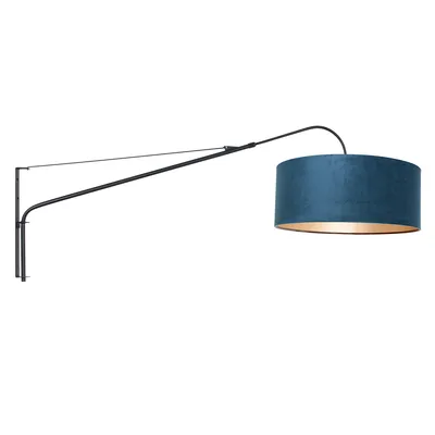 Produktbild von Steinhauer Wandleuchte Elegant Classy 1-flammig Mattes Schwarz / Samtblau 139x30cm