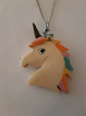 Produktbild von Kette mit Holzanhänger Einhorn, Ketten Modeschmuck Tiere Tier Einhörner