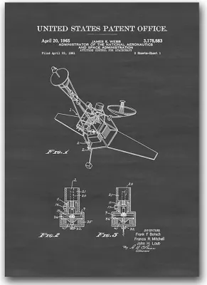 Produktbild von Poster - Canvas - Leinwand - 59,4 cm x 84,1 cm - Fotoposter - Leinwandkunst - Patent Raumfahrzeug Steuer