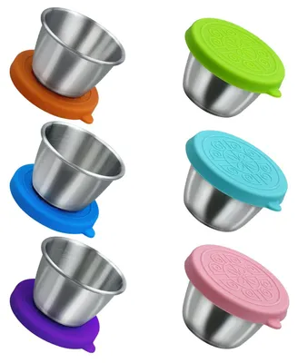 6er Set 70 ml Edelstahl-Dressingbehälter mit Deckel, To-Go