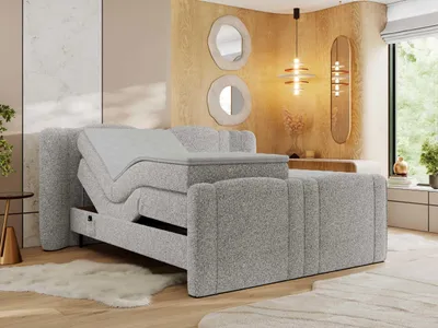 Produktbild von MKS MEBLE Boxspringbett mit motor FORTINA 200x200 cm elektrisch verstellbar 7-Zonen Multipocket Matratze Bettkasten Polsterbett - Hellgrau Strukture - H4