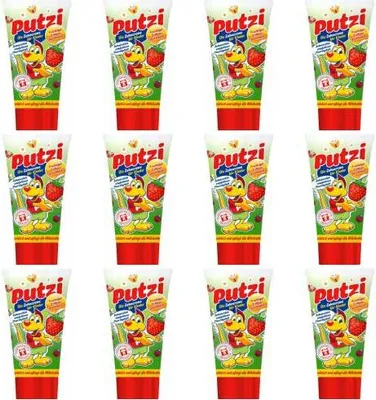 Produktbild von 12 x Putzi Zahncreme für Kinder Erdbeere Geschmack Zahnpasta 50ml