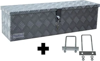 Produktbild von Truckbox D035 + inkl. Montagesatz MON4002 Deichselbox, Werkzeugbox, Alu Riffelblech, Alubox, Staukasten, Anhängerkiste - ca. 35 Liter