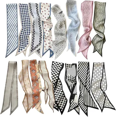 Productafbeelding van Satijnen Skinny Sjaal Set 16 Stuks - Boho - Tas, Hals en Haar