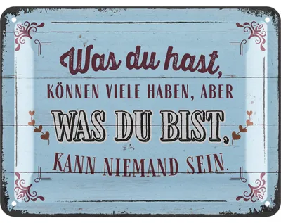 Produktbild von LANOLU Retro Blechschild 'Was Du bist, kann niemand sein', vintage Metallschilder mit Sprüchen, Shabby Chic Deko Küche, Garten 15x20cm