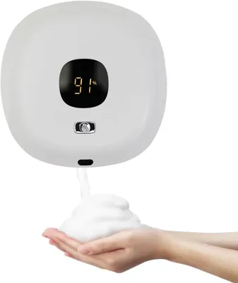 Image de Distributeur automatique de savon mousse - Fixation murale sans perçage - 300 ml - Distributeur à capteur sans contact - Rechargeable