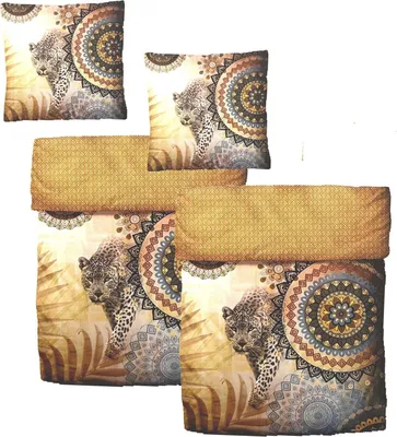 Produktbild von Baumwolle Satin Bettwäsche Digitaldruck Ornamente Tiger 135x200 80x80: 4 tlg.