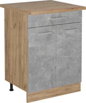 Immagine prodotto di Mobiletto base per cucina Vicco R-Line Calcestruzzo 60 cm con cassetto, PL Rovere, Model 53791