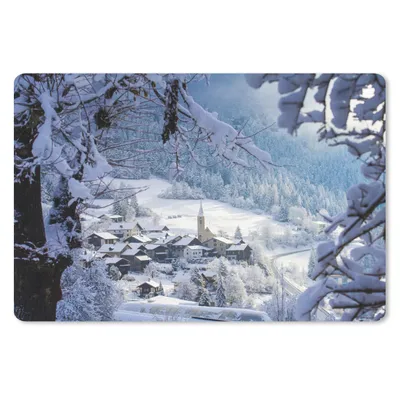 Produktbild von MuchoWow® Mauspad Mousepad Alpen - Schnee - Dorf 27x18 cm - Mousepads - Maus Mat - Pad - Mausunterlage - Büroartikel - Desk Matten