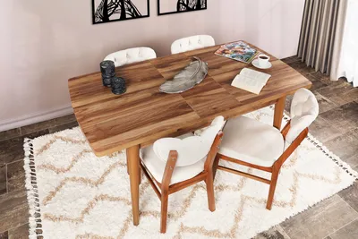 Produktbild von Skye Decor, Inci 1141, Ausziehbarer Esstisch, Nussbaum, 100 % MELAMINBESCHICHTETE SPANPLATTEN, 129 x 80 x 79 cm