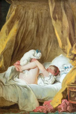 Produktbild von Jean-Honoré Fragonard Kunstdruck Bild - La Gimblette, Mädchen Mit Hund, 1770-1775 (120 x 80 cm)