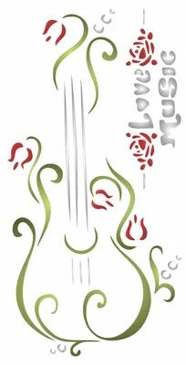Musik-Schablone, 15,24 x 7,8 cm (S) - Gitarre Worte