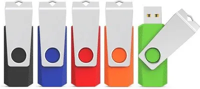 Image de Lot de 5 clés USB de 16 Go – Clés USB 3.0 au design métallique pivotant à 360° – Large choix de couleurs (noir, argent, bleu, vert, rouge)