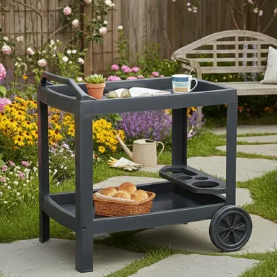 Produktbild von Chidester - Servierwagen, 53x74x73h cm Anthrazit, 2 Etagen, Italy