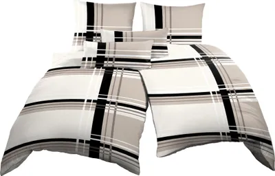 Produktbild von 6 teilig Bettwäsche 135x200 cm + 40x80 cm beige natur schwarz modern Mikrofaser