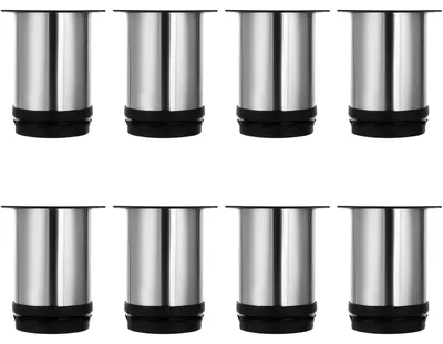 Imagen del producto de TRANKIELO® - Juego de 8 patas ajustables para muebles, de 80 mm - ajuste de altura de hasta 10 mm - acero inoxidable - ideal para mesas y armarios