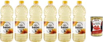 Produktbild von Basso Sonnenblumenöl,Olio di Semi di Girasole Speiseöl 6x 1Lt PET + Italian Gourmet polpa 400g