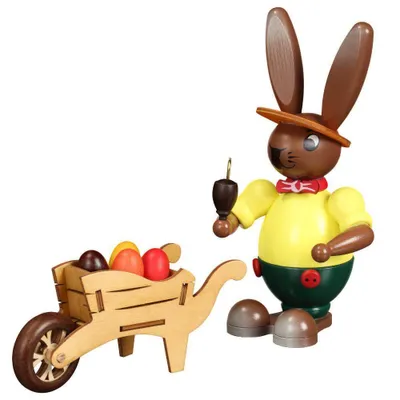 Produktbild von Räucherfigur Hase mit Schubkarre bunt BxHxT 24x20x11cm NEU