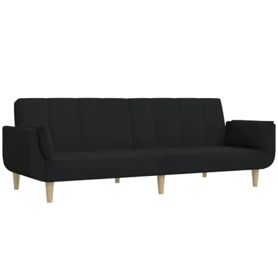 Produktbild von Schlafsofa 2-Sitzer mit 2 Kissen Schwarz Stoff