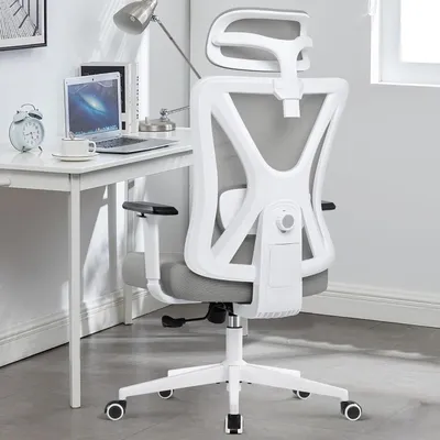 Obrázok produktu pre Kancelárska stolička, ergonomická kancelárska stolička s nastaviteľnou opierkou hlavy, 4D bedrovou opierkou a možnosťou naklopenia