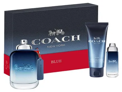 Obrázok produktu pre Set Coach: Modrá, EdT, pre mužov, 100 ml + Modrá, EdT, pre mužov, 15 ml + Modrá, sprchový gél, na bradu a vlasy, 100 ml