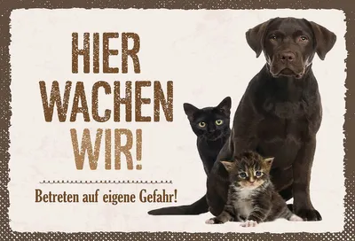 Produktbild von vianmo Holzschild 12x18 cm Tiere Hund hier wachen wir