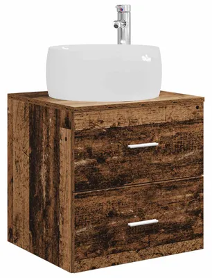 Zdjęcie produktu dla Umywalka ścienna z szafką Stare drewno 49,5 x 44,5 x 66 cm