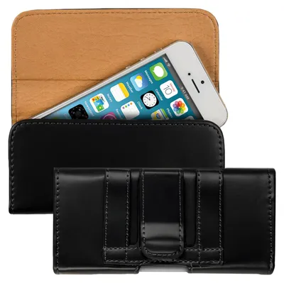 Produktbild von kwmobile Gürteltasche Hülle für Handys mit Gürtelclip - 13,2 x 6,5 x 1,3 cm Kunstleder Gürtel Case mit Gürtelschlaufe Schwarz