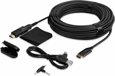 Produktbild von MicroConnect Premium - Kit HDMI-Kabel mit Ethernet - Hybrid Kupfer/Kohlefaser - Schwarz - HAOC-Kabel (Hybrid Active Optical Cable)