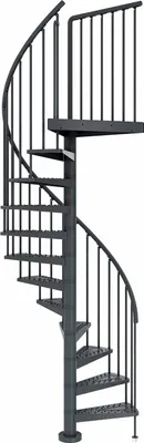 Produktbild von Dolle Spindeltreppe Außentreppe Gardenspin Toronto Anthrazit 348,5-399,5cm Geschosshöhe Ø125cm Anthrazit 16 Stufen
