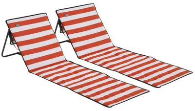 Produktbild von Strandliege. klappbar. verstellbare Rš¹cklehne. Seitentasche. weiche Polsterung. Stahlrahmen. Rot. 142x51x40cm