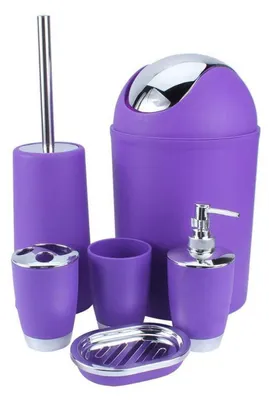 Produktbild von Badezimmer-Set 6-teilig mit Zahnputzbecher, Seifenspender, Becher, Ablage, Toilettenbürste, Lotionspender