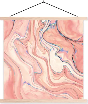 Produktbild von MuchoWow® Textilposter Marmor - Pastell - Rosa - Blau - Marmoroptik - Abstrakt 40x40 cm mit holzfarbenen Rahmen - Posterleiste