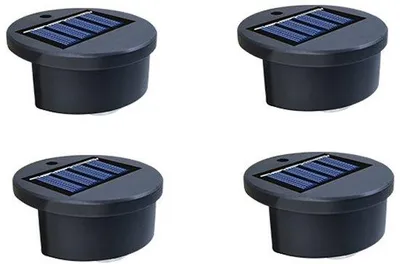 Produktbild von 4 wasserdichte, solarbetriebene Außenleuchten für Treppen, Innenhöfe, Gärten und Zauneinfassungen - Warmlicht