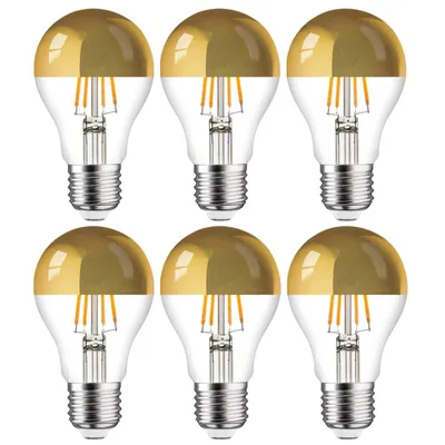 Produktbild von 6 x LED Filament Leuchtmittel Birnenform 4W = 40W E27 Kopfspiegel Gold warmweiß 2700K