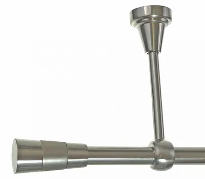 Produktbild von Gardinenstange Set Edelstahl Look Metall Ø 16mm zur Deckenträger 1-lauf Zylinder, Länge wählbar H14 E11