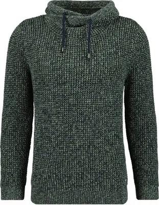 Ragman V-Ausschnitt Pullover Strick mit Kragen in grün