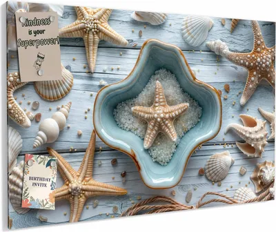 Produktbild von Magnettafel 90x60cm magnetisch & beschreibbar Metall-Board - Muscheldeko Sternform