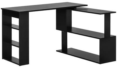 Produktbild von Eckschreibtisch mit 360¡ã drehbarer Tischplatte und 5 Ablagen, 120 x 110 x 74,5 cm, Schwarz