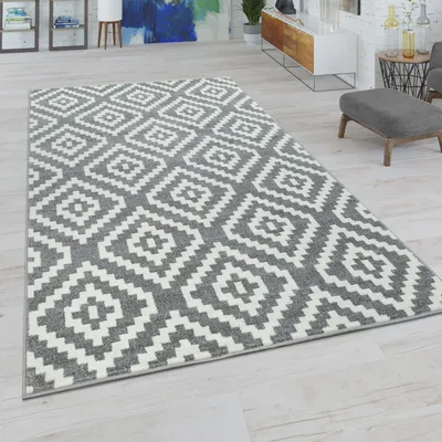 Produktbild von Wohnzimmer Teppich, Rauten Muster in Pastell Farben, Moderner Boho Ethno Look Grösse 70x250 cm